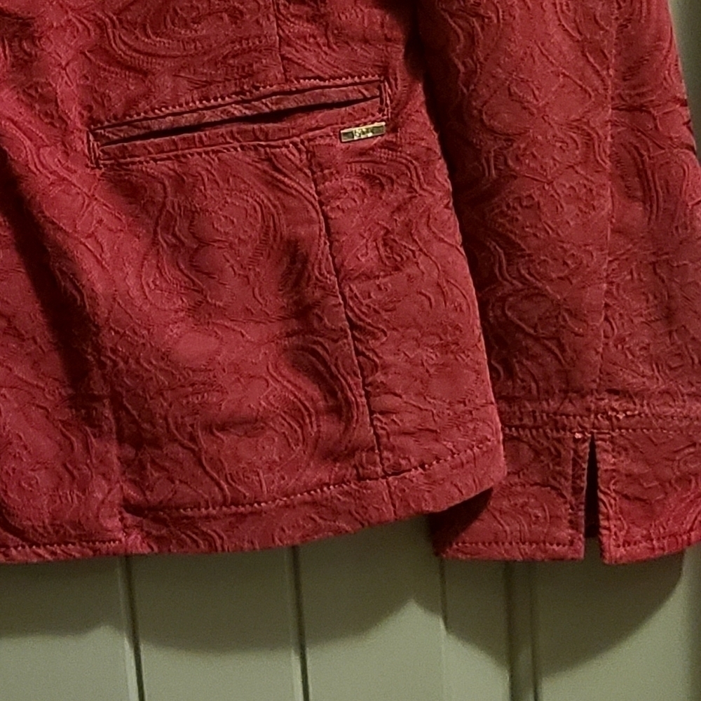 French Dressing Jaquard Blazer Red Gold Button Front Womens Vintage Large - Picture 6 of 14
